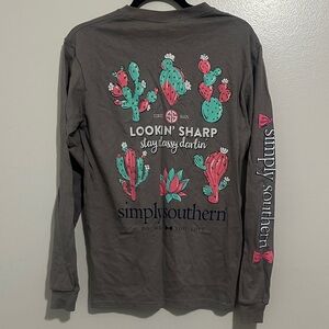 Simply Southern Gray Long Sleeve with Cactus Design